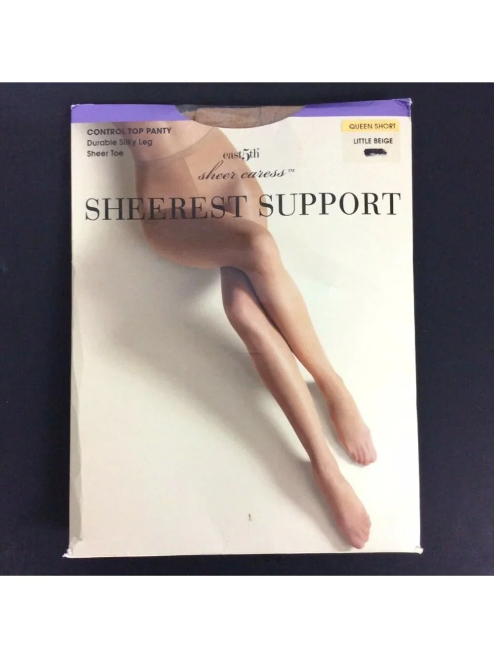 JCPenney East 5th Sheer Pantyhose Queen Short Gray Control Top Sandalfoot